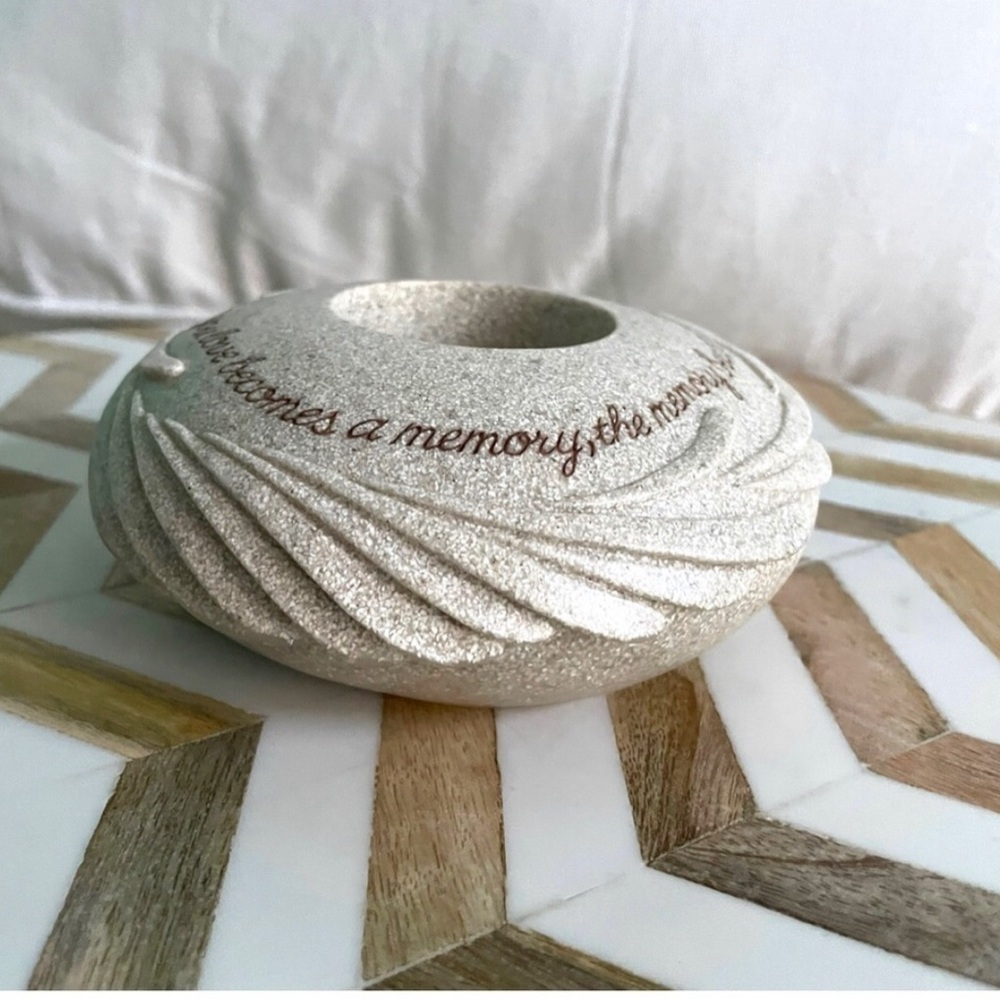 Memorial heavy stone candle holder